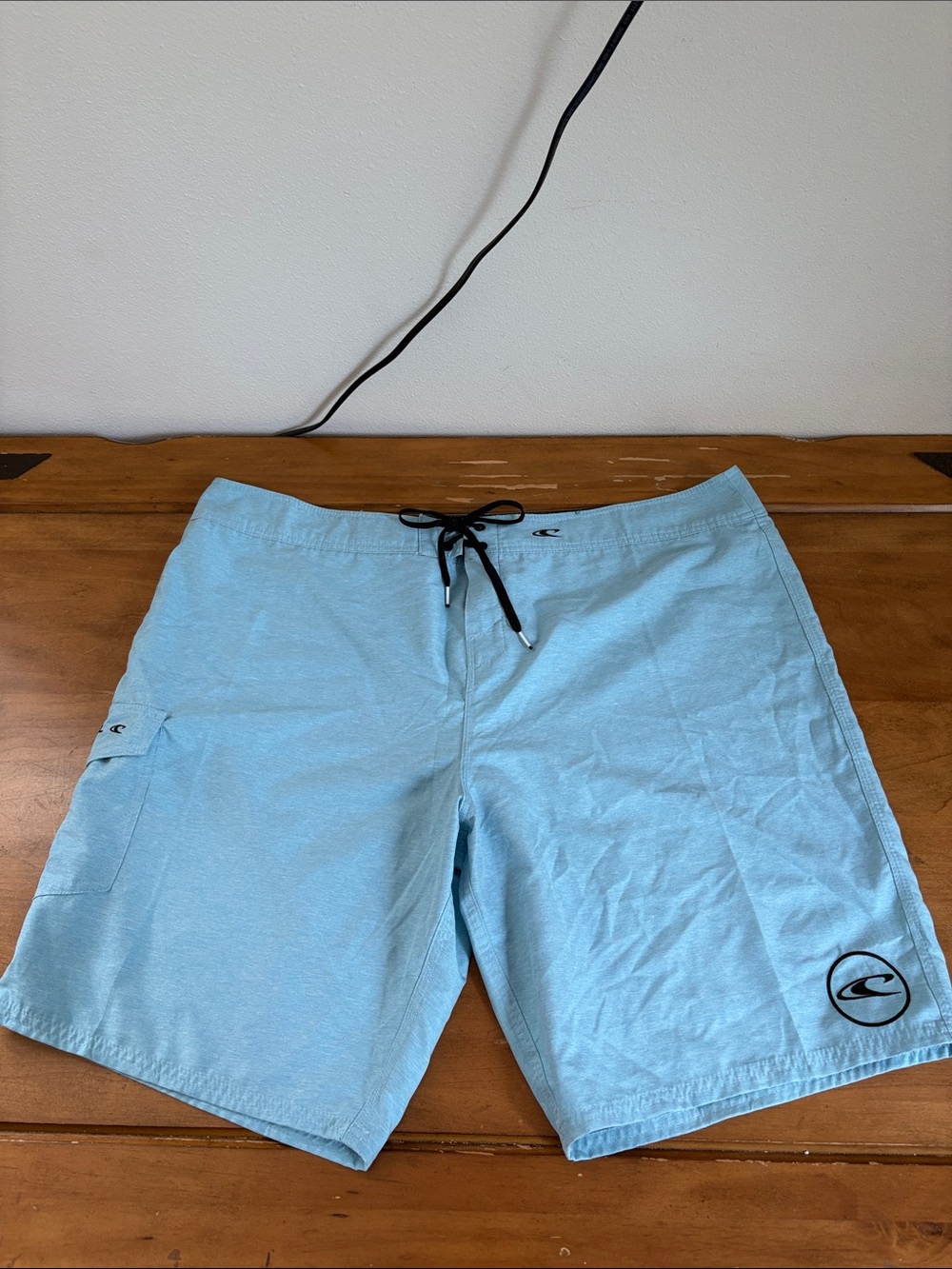 O'Neill Men's Sky Blue Board Shorts with Black Drawcord Size 44